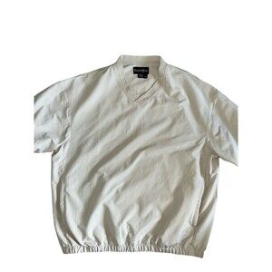 FootJoy Beige Short Sleeve Pullover Windbreaker Jacket Golf V-Neck Men's XL